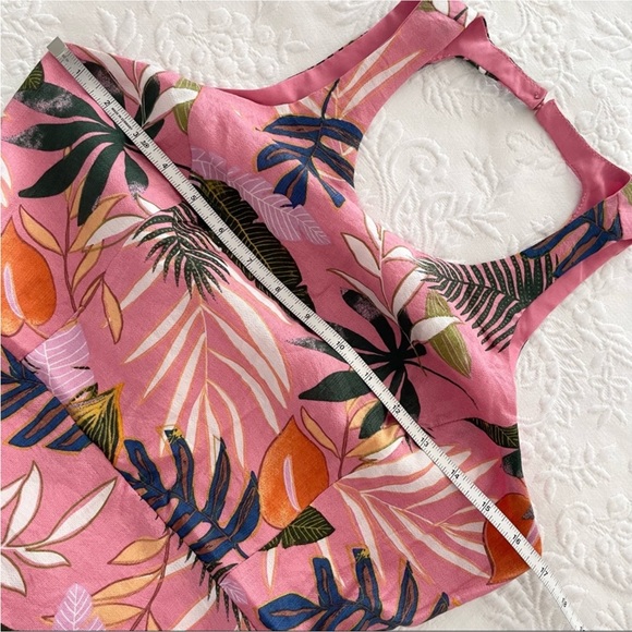 NWOT Lulus Exotic Escape Pink Tropical Print Sleeveless Tie-Back Mini Dress - Picture 9 of 12